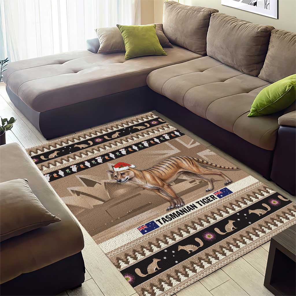 Aussie Tasmanian Tiger Area Rug Merry Christmas