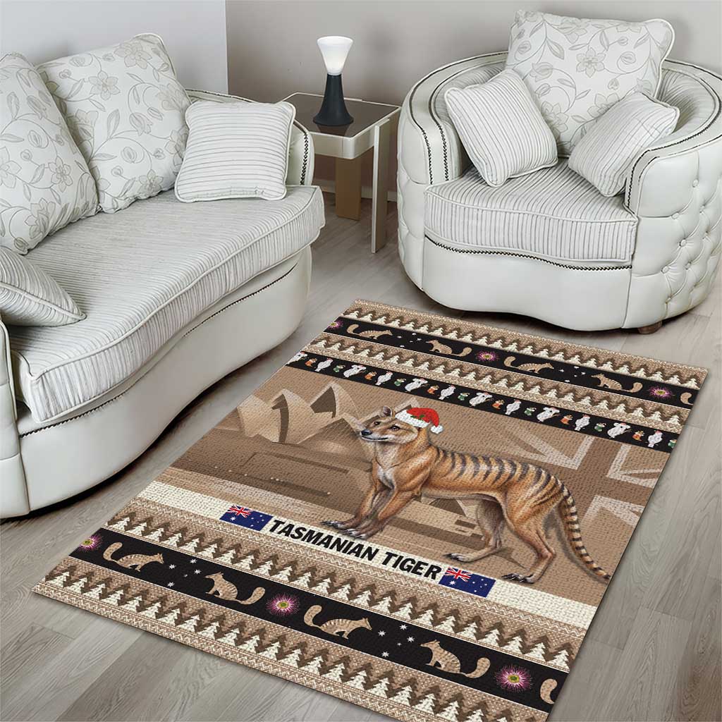 Aussie Tasmanian Tiger Area Rug Merry Christmas