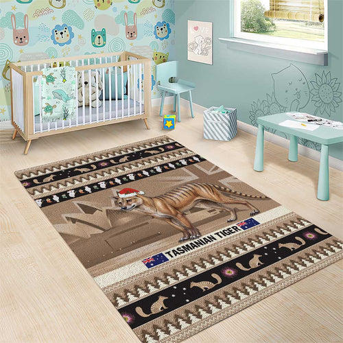 Aussie Tasmanian Tiger Area Rug Merry Christmas