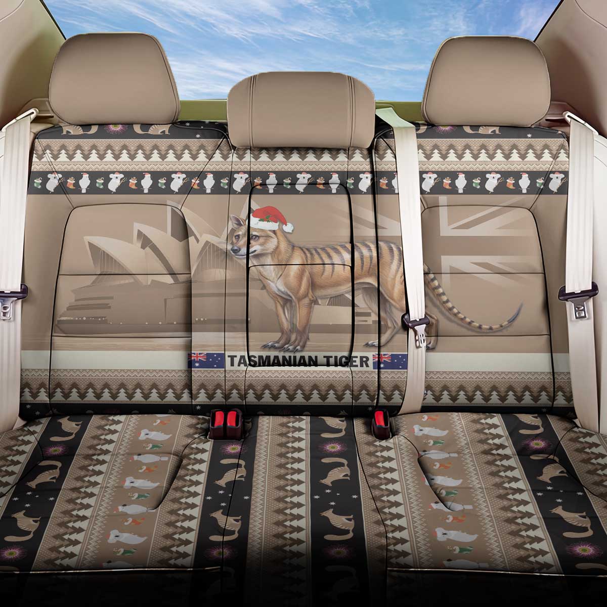 Aussie Tasmanian Tiger Back Car Seat Cover Merry Christmas