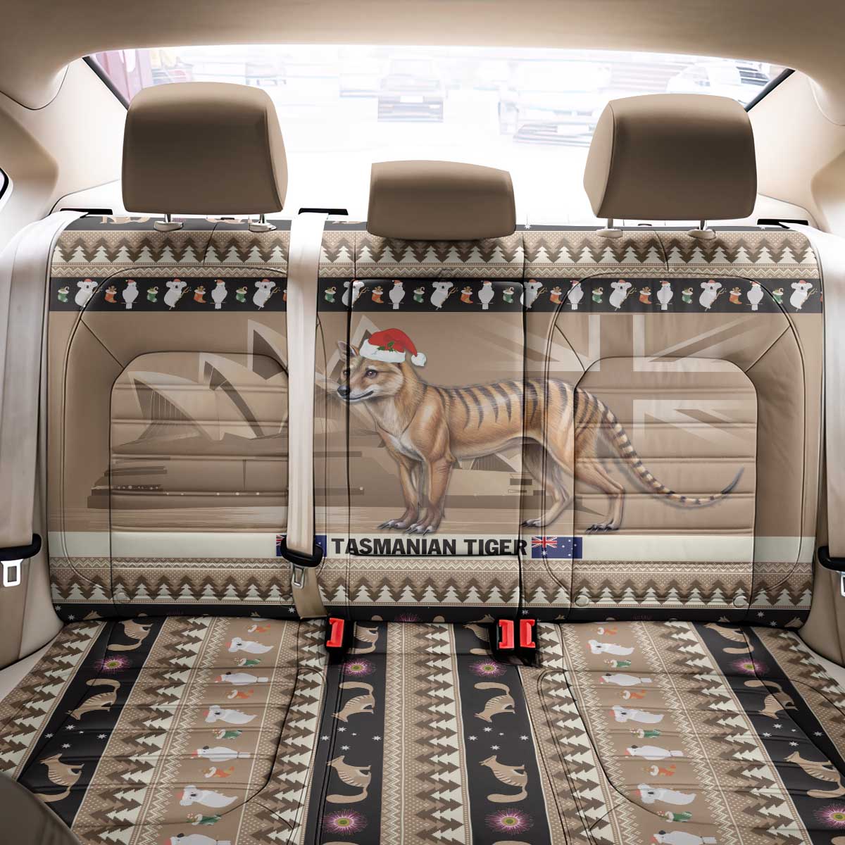 Aussie Tasmanian Tiger Back Car Seat Cover Merry Christmas