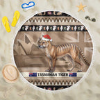 Aussie Tasmanian Tiger Beach Blanket Merry Christmas