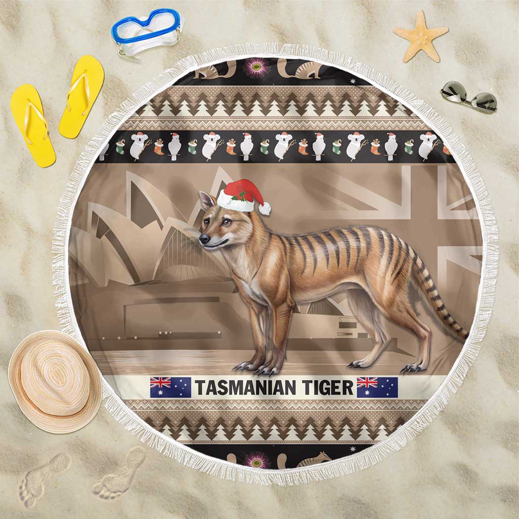 Aussie Tasmanian Tiger Beach Blanket Merry Christmas