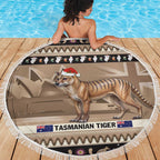 Aussie Tasmanian Tiger Beach Blanket Merry Christmas