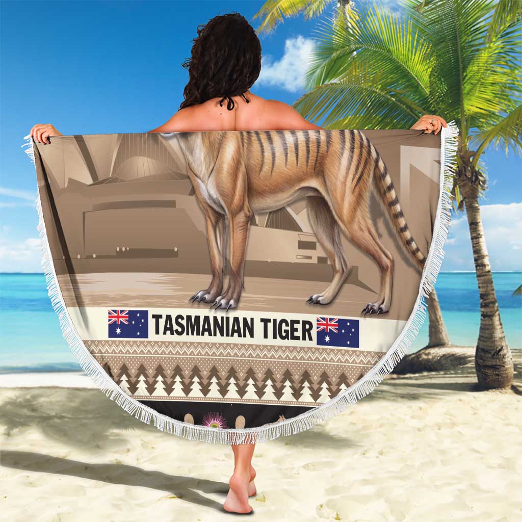 Aussie Tasmanian Tiger Beach Blanket Merry Christmas
