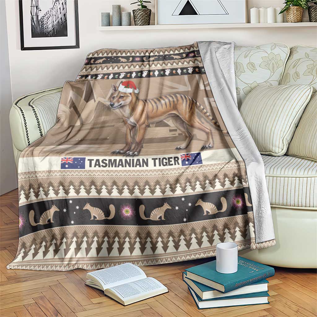 Aussie Tasmanian Tiger Blanket Merry Christmas