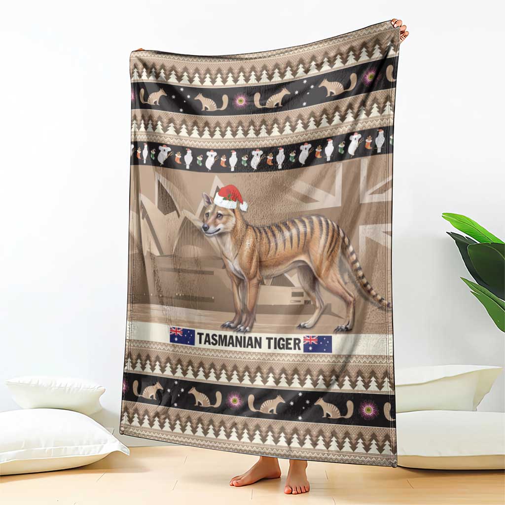 Aussie Tasmanian Tiger Blanket Merry Christmas