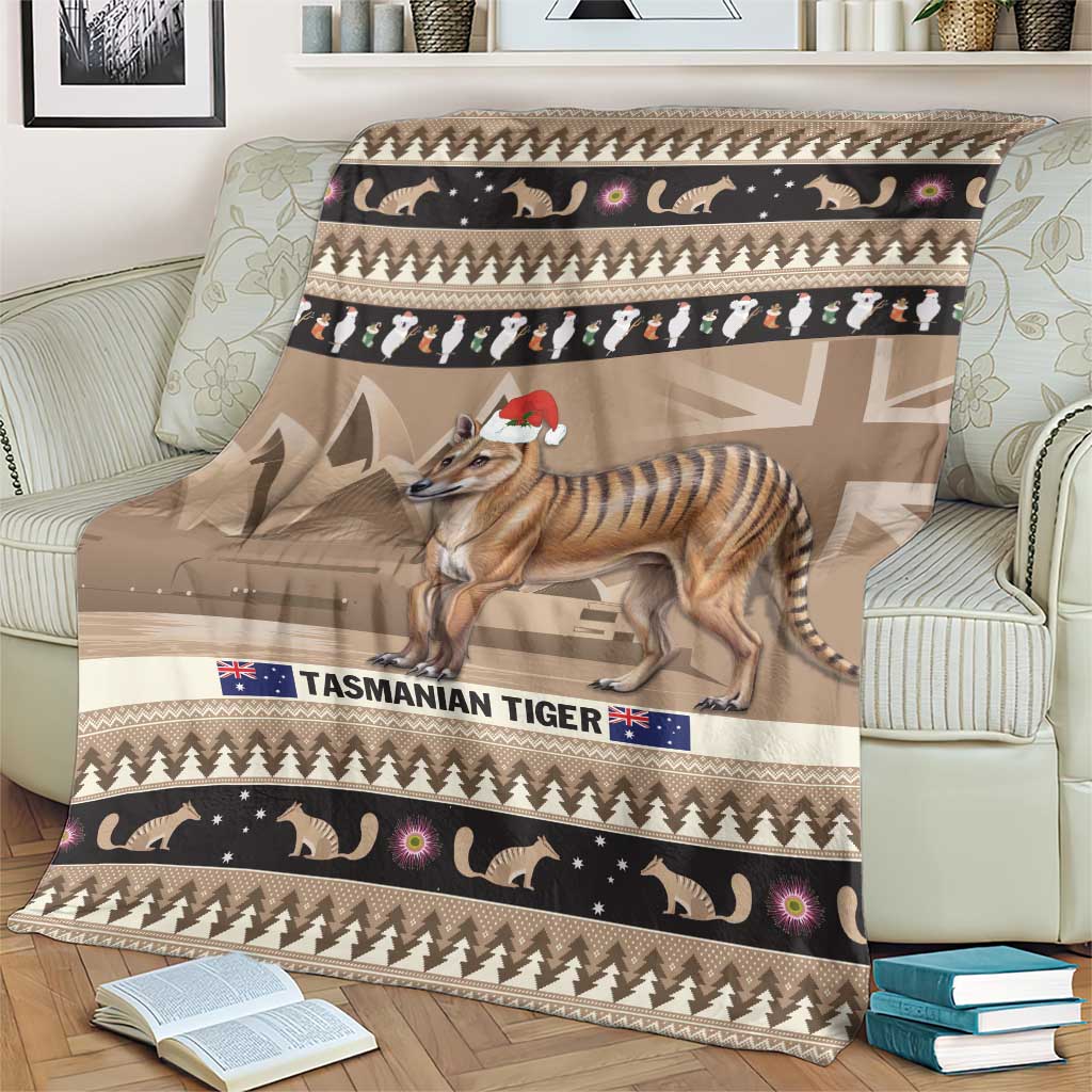Aussie Tasmanian Tiger Blanket Merry Christmas
