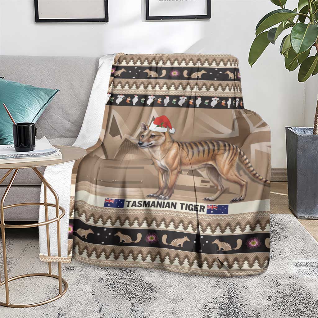 Aussie Tasmanian Tiger Blanket Merry Christmas