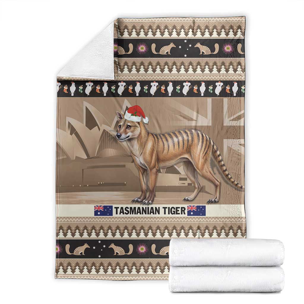 Aussie Tasmanian Tiger Blanket Merry Christmas