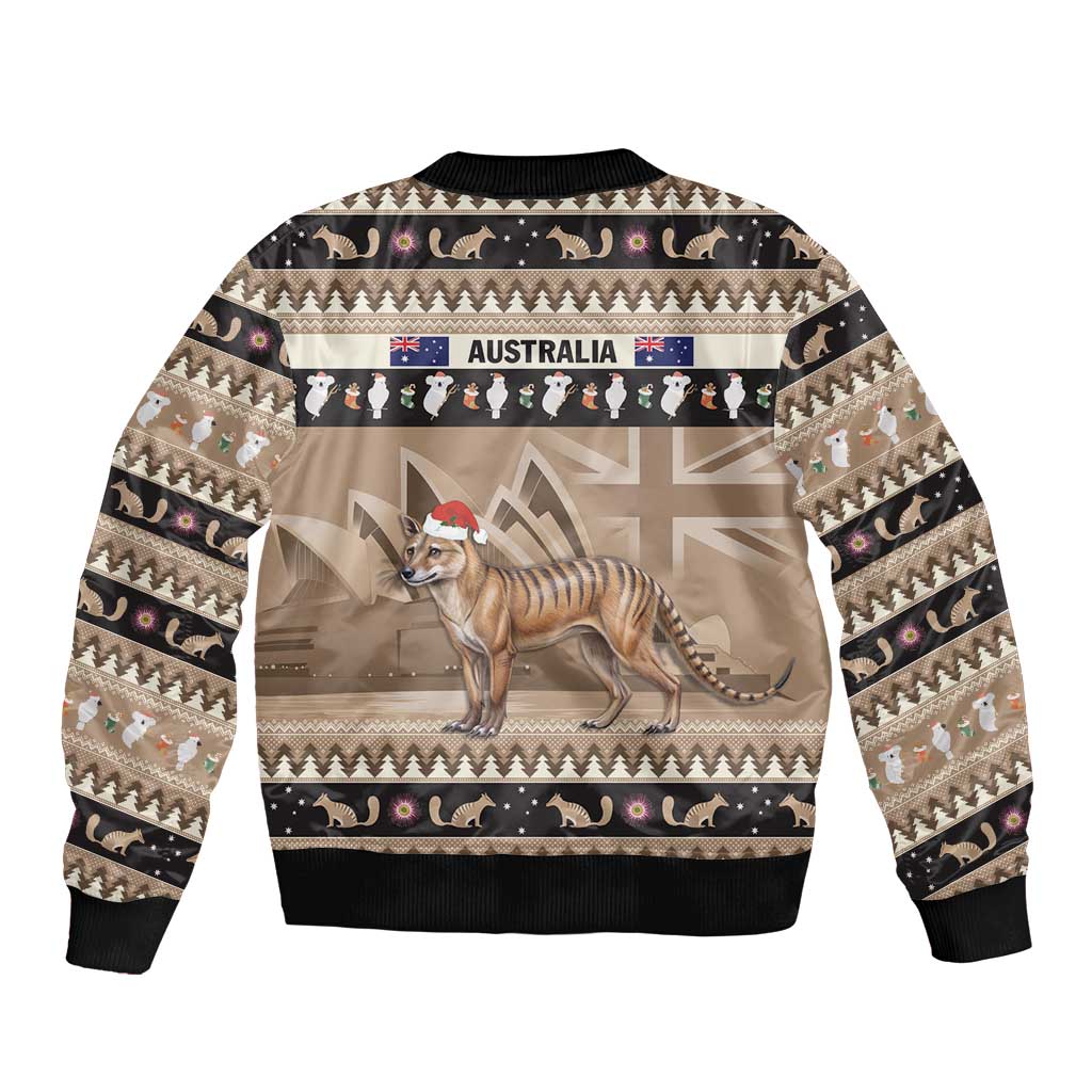 Aussie Tasmanian Tiger Bomber Jacket Merry Christmas
