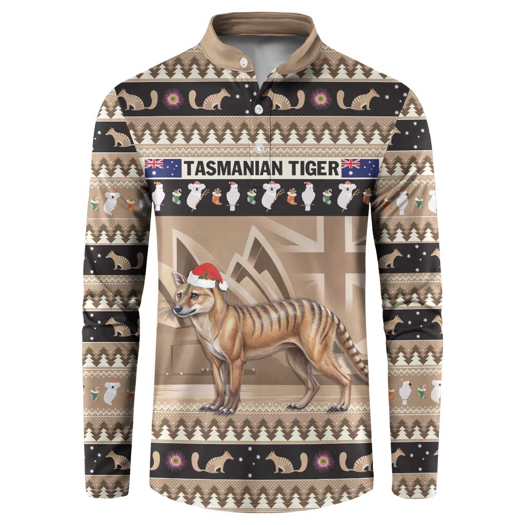 Aussie Tasmanian Tiger Button Sweatshirt Merry Christmas