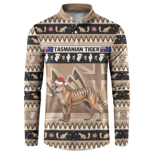 Aussie Tasmanian Tiger Button Sweatshirt Merry Christmas