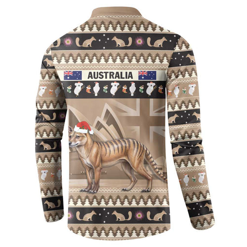 Aussie Tasmanian Tiger Button Sweatshirt Merry Christmas