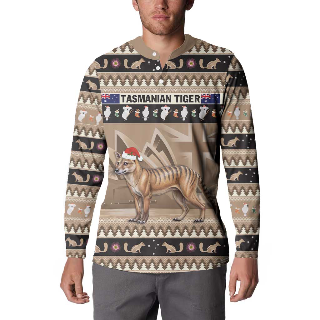 Aussie Tasmanian Tiger Button Sweatshirt Merry Christmas