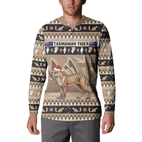 Aussie Tasmanian Tiger Button Sweatshirt Merry Christmas