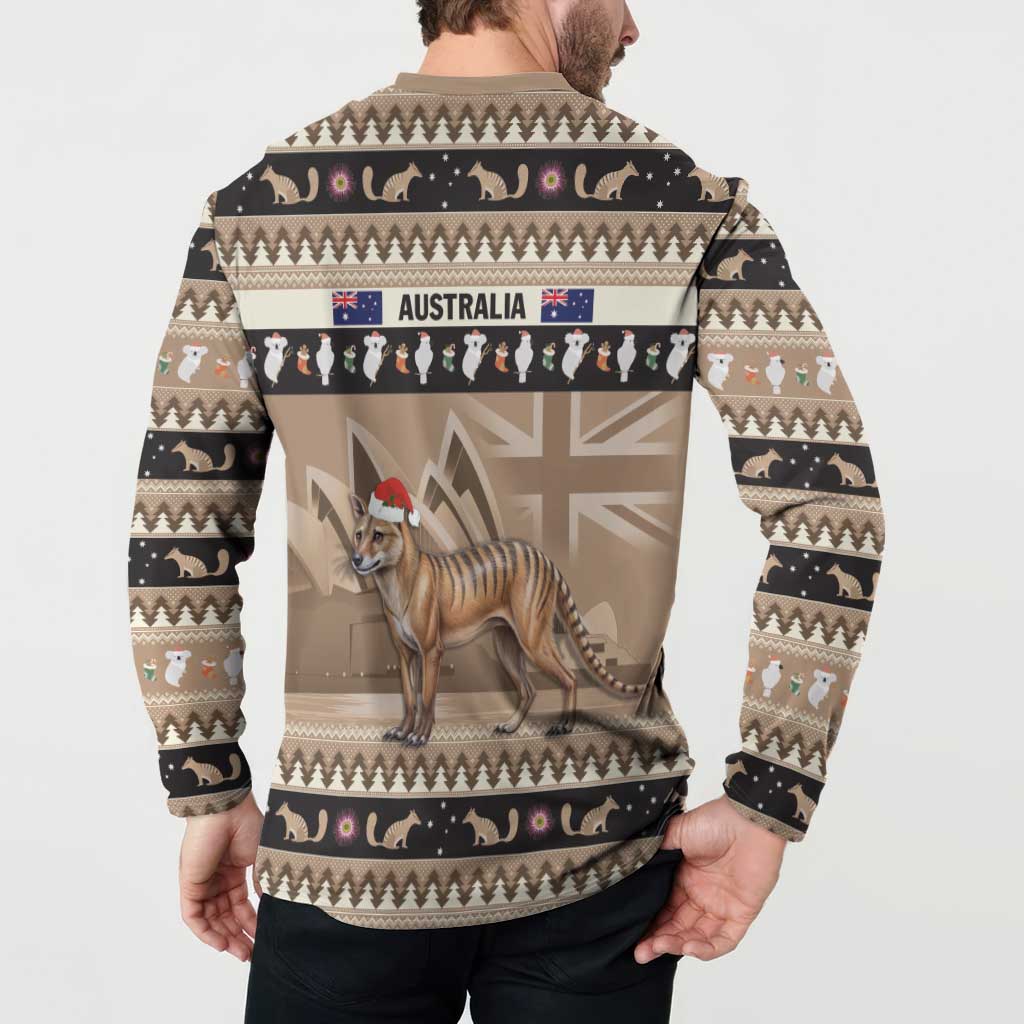 Aussie Tasmanian Tiger Button Sweatshirt Merry Christmas
