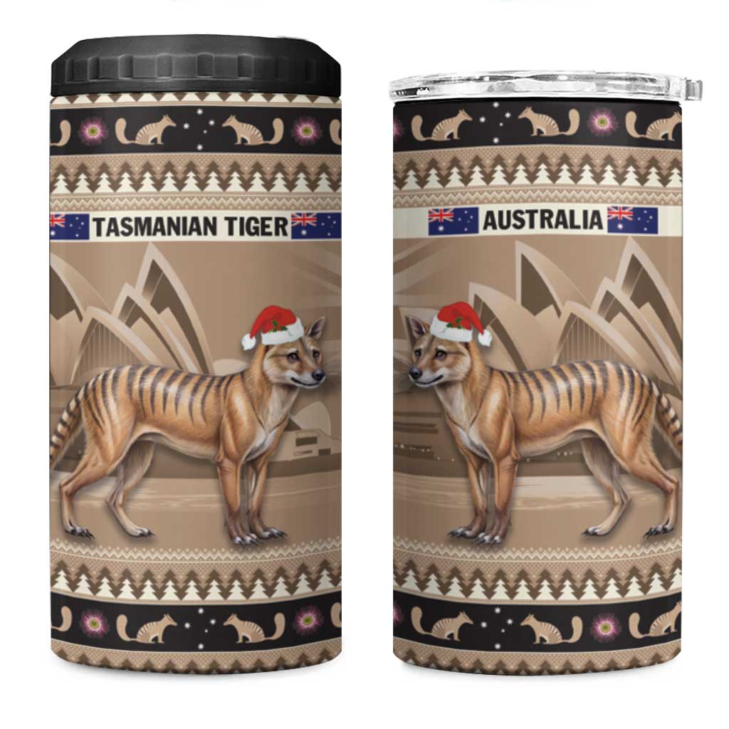Aussie Tasmanian Tiger 4 in 1 Can Cooler Tumbler Merry Christmas
