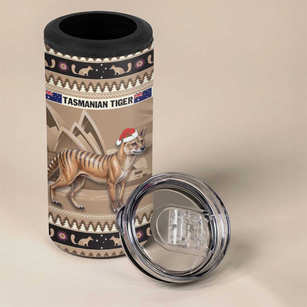 Aussie Tasmanian Tiger 4 in 1 Can Cooler Tumbler Merry Christmas