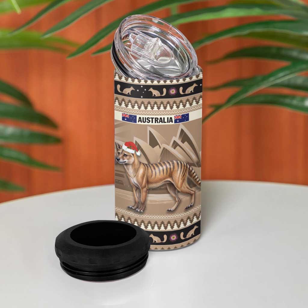 Aussie Tasmanian Tiger 4 in 1 Can Cooler Tumbler Merry Christmas