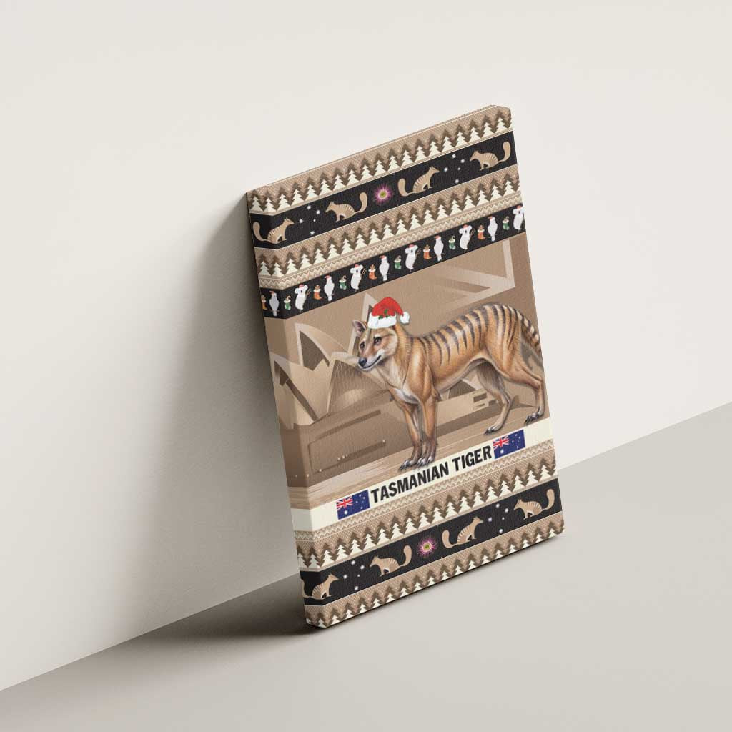 Aussie Tasmanian Tiger Canvas Wall Art Merry Christmas