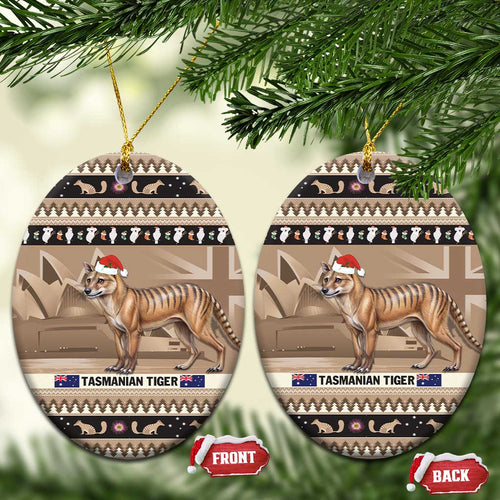 Aussie Tasmanian Tiger Ceramic Ornament Merry Christmas
