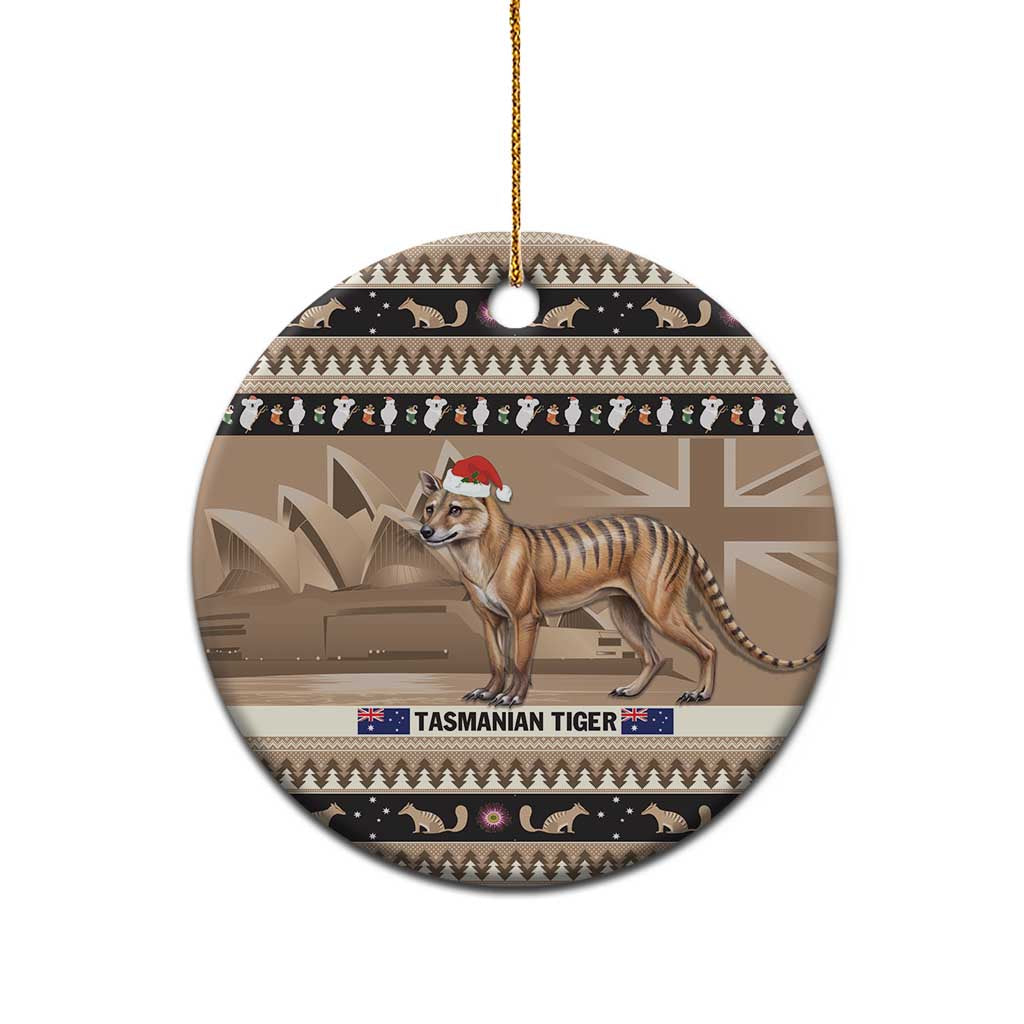 Aussie Tasmanian Tiger Ceramic Ornament Merry Christmas