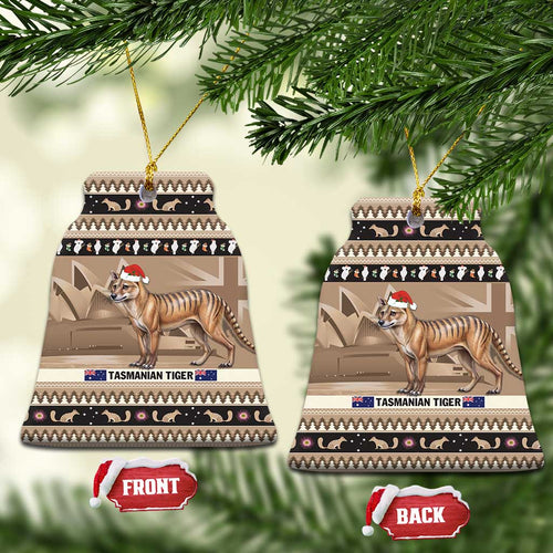 Aussie Tasmanian Tiger Ceramic Ornament Merry Christmas