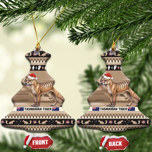 Aussie Tasmanian Tiger Ceramic Ornament Merry Christmas