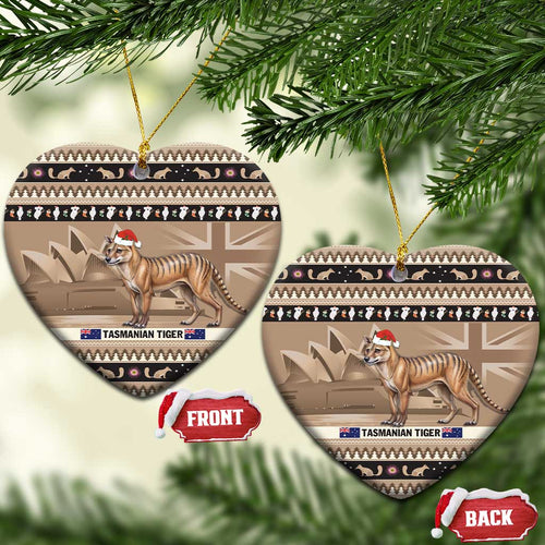 Aussie Tasmanian Tiger Ceramic Ornament Merry Christmas