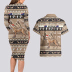 Aussie Tasmanian Tiger Couples Matching Long Sleeve Bodycon Dress and Hawaiian Shirt Merry Christmas