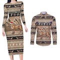 Aussie Tasmanian Tiger Couples Matching Long Sleeve Bodycon Dress and Long Sleeve Button Shirt Merry Christmas