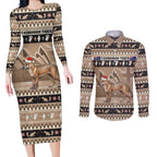 Aussie Tasmanian Tiger Couples Matching Long Sleeve Bodycon Dress and Long Sleeve Button Shirt Merry Christmas