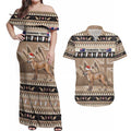 Aussie Tasmanian Tiger Couples Matching Off Shoulder Maxi Dress and Hawaiian Shirt Merry Christmas