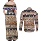 Aussie Tasmanian Tiger Couples Matching Off Shoulder Maxi Dress and Long Sleeve Button Shirt Merry Christmas