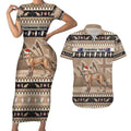 Aussie Tasmanian Tiger Couples Matching Short Sleeve Bodycon Dress and Hawaiian Shirt Merry Christmas