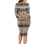 Aussie Tasmanian Tiger Family Matching Long Sleeve Bodycon Dress and Hawaiian Shirt Merry Christmas