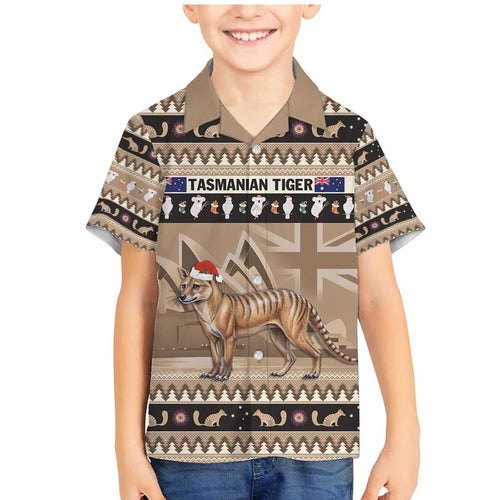 Aussie Tasmanian Tiger Family Matching Mermaid Dress and Hawaiian Shirt Merry Christmas