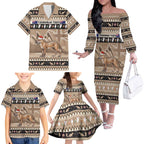 Aussie Tasmanian Tiger Family Matching Off The Shoulder Long Sleeve Dress and Hawaiian Shirt Merry Christmas