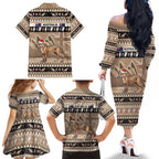 Aussie Tasmanian Tiger Family Matching Off The Shoulder Long Sleeve Dress and Hawaiian Shirt Merry Christmas