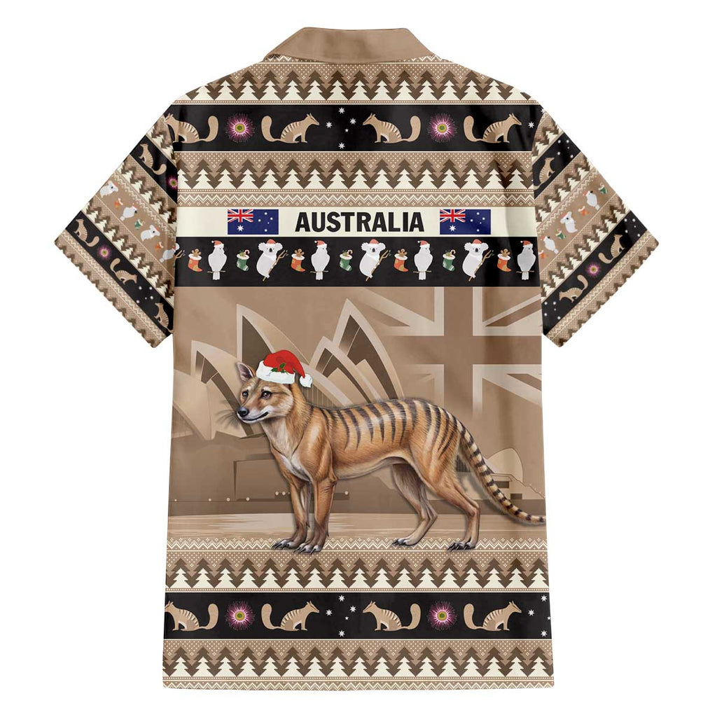 Aussie Tasmanian Tiger Family Matching Off The Shoulder Long Sleeve Dress and Hawaiian Shirt Merry Christmas