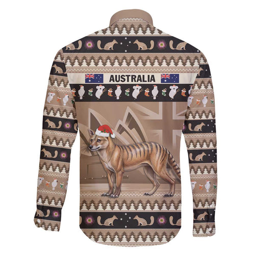 Aussie Tasmanian Tiger Family Matching Off The Shoulder Long Sleeve Dress and Hawaiian Shirt Merry Christmas