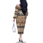 Aussie Tasmanian Tiger Family Matching Off The Shoulder Long Sleeve Dress and Hawaiian Shirt Merry Christmas