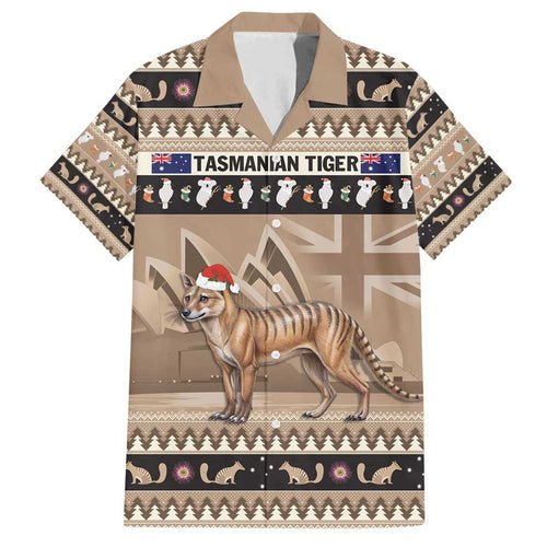 Aussie Tasmanian Tiger Family Matching Off Shoulder Maxi Dress and Hawaiian Shirt Merry Christmas