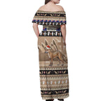 Aussie Tasmanian Tiger Family Matching Off Shoulder Maxi Dress and Hawaiian Shirt Merry Christmas