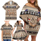 Aussie Tasmanian Tiger Family Matching Off Shoulder Short Dress and Hawaiian Shirt Merry Christmas
