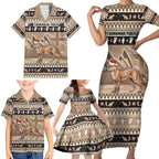 Aussie Tasmanian Tiger Family Matching Short Sleeve Bodycon Dress and Hawaiian Shirt Merry Christmas