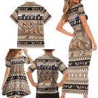 Aussie Tasmanian Tiger Family Matching Short Sleeve Bodycon Dress and Hawaiian Shirt Merry Christmas