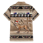 Aussie Tasmanian Tiger Family Matching Short Sleeve Bodycon Dress and Hawaiian Shirt Merry Christmas