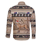 Aussie Tasmanian Tiger Family Matching Short Sleeve Bodycon Dress and Hawaiian Shirt Merry Christmas
